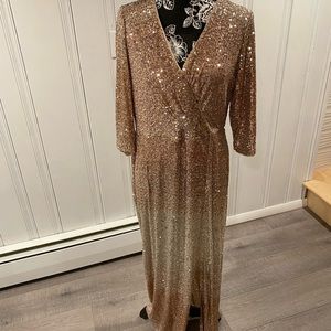 Long formal ombré gold dress